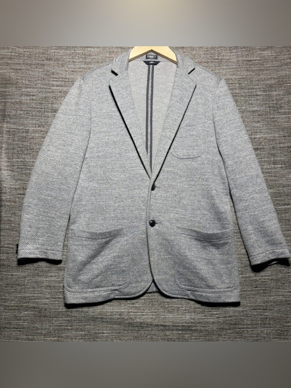 Faherty Blazer Mens Medium Grey LS The Inlet Blazer Cotton Knit Casual Jacket